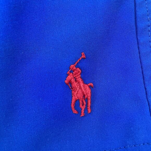 Polo Ralph Lauren Swim Trunks Men’s Large Blue Red Mesh Lined Drawstring Logo - Picture 8 of 12
